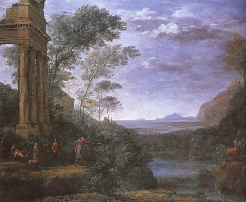 Claude Lorrain Landscape with Ascanius shooting Silvia deer oil painting image